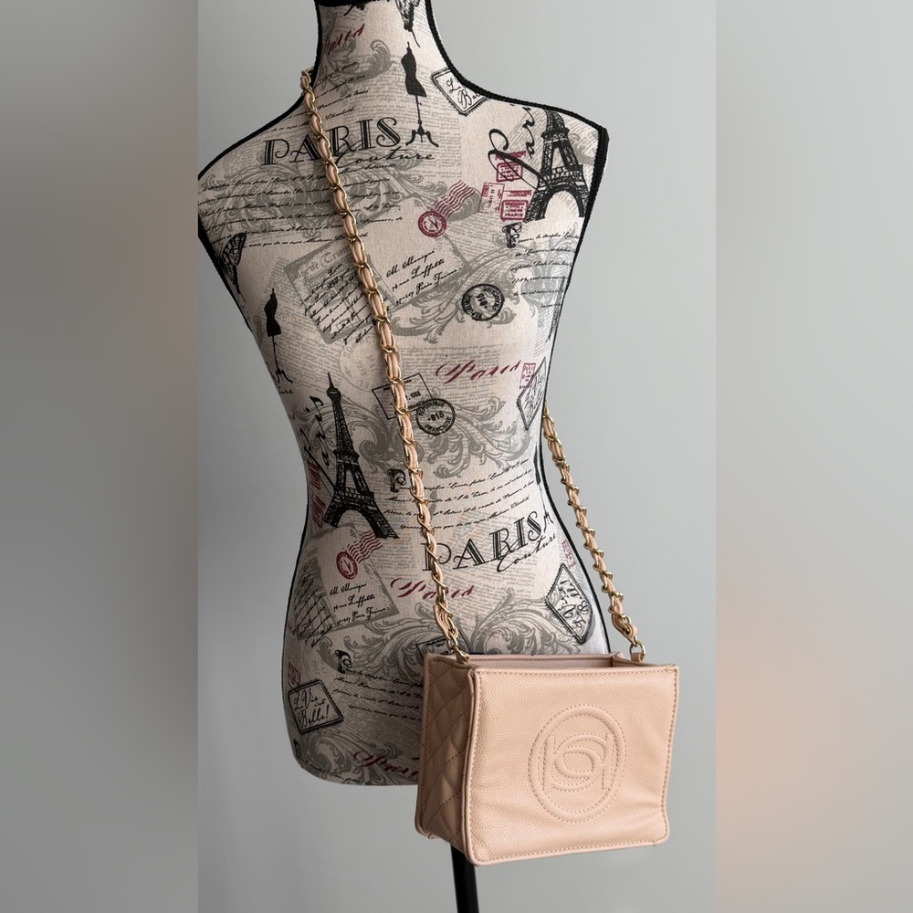 Bebe Blush Leather Mini Crossbody Chain Purse – Neutral Everyday Bag